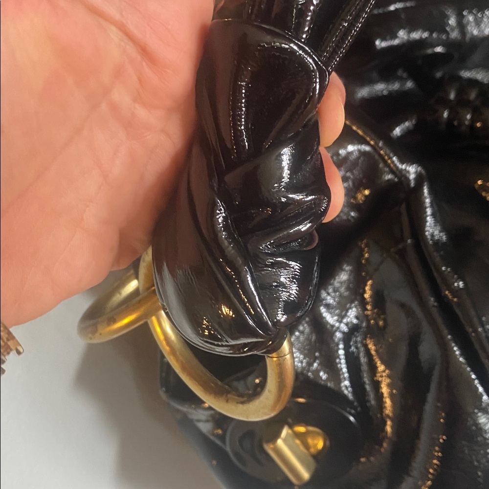🖤Lt Edition COACH Resort Black Patent Leather Shoulder Handbag 13256 VERY CLEAN🖤 - Picture 7 of 16